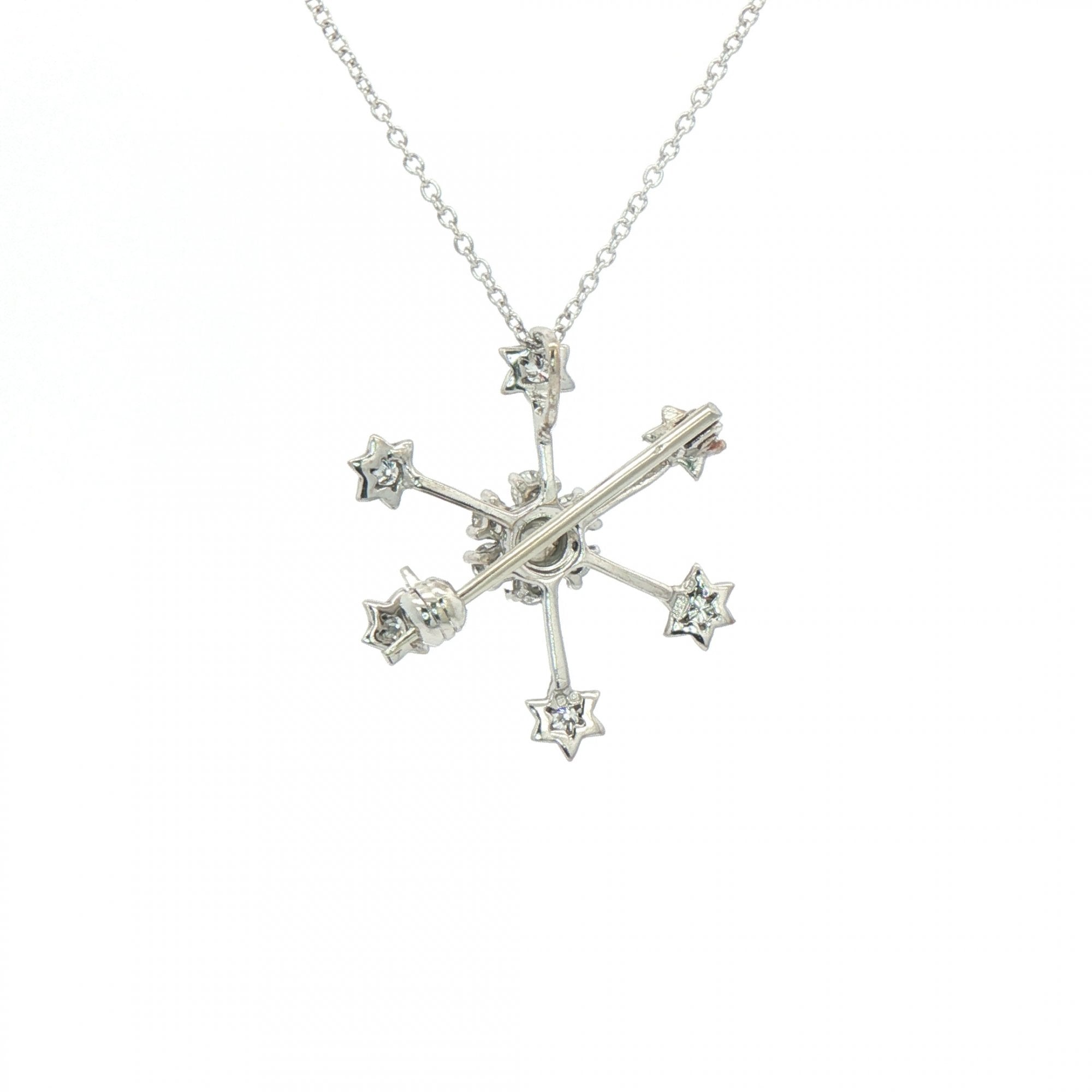 0.30ct Natural Diamond Snow Flake Pendant & Brooch Chain in 18ct White Gold