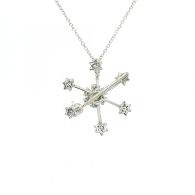 0.30ct Natural Diamond Snow Flake Pendant & Brooch Chain in 18ct White Gold