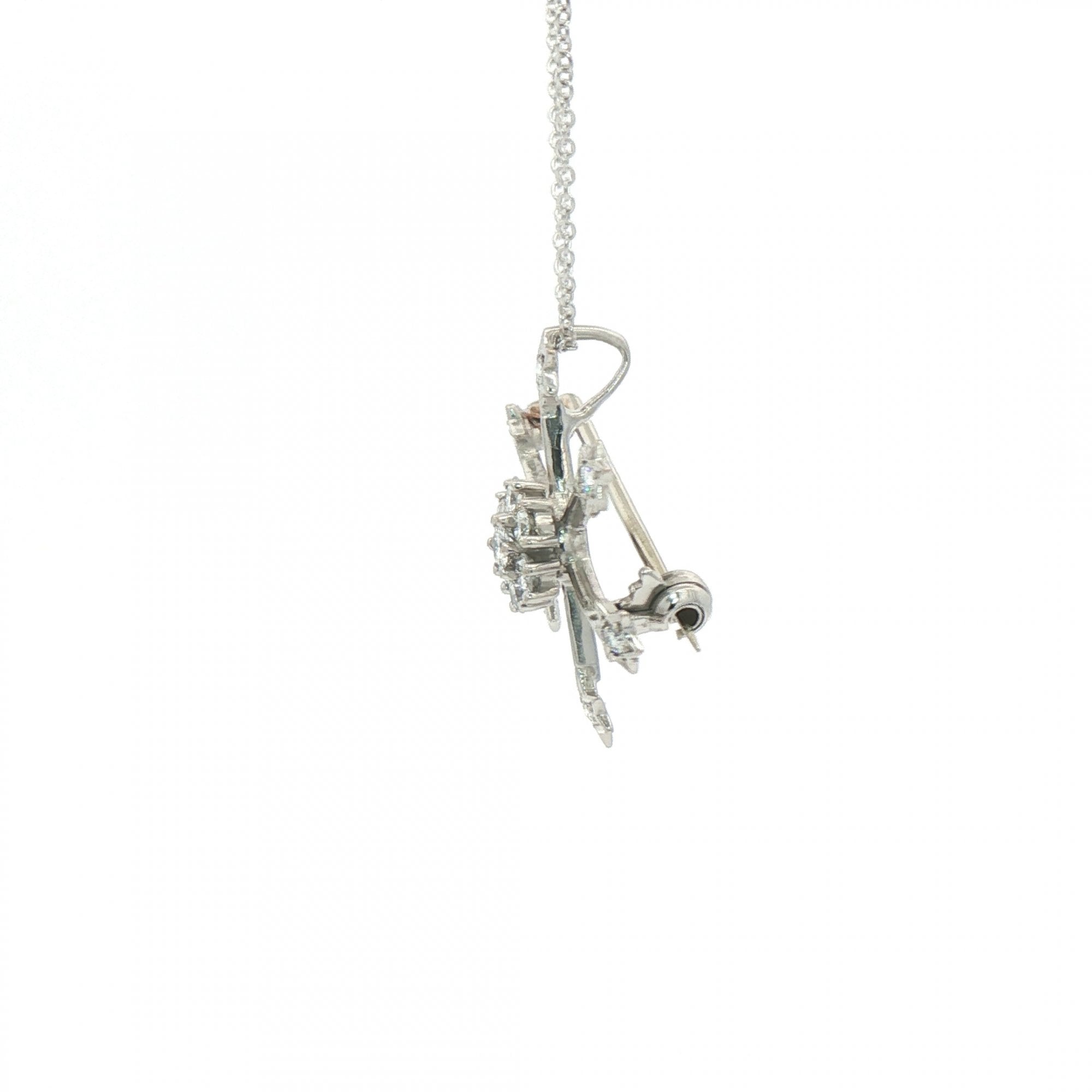 0.30ct Natural Diamond Snow Flake Pendant & Brooch Chain in 18ct White Gold