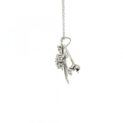 0.30ct Natural Diamond Snow Flake Pendant & Brooch Chain in 18ct White Gold