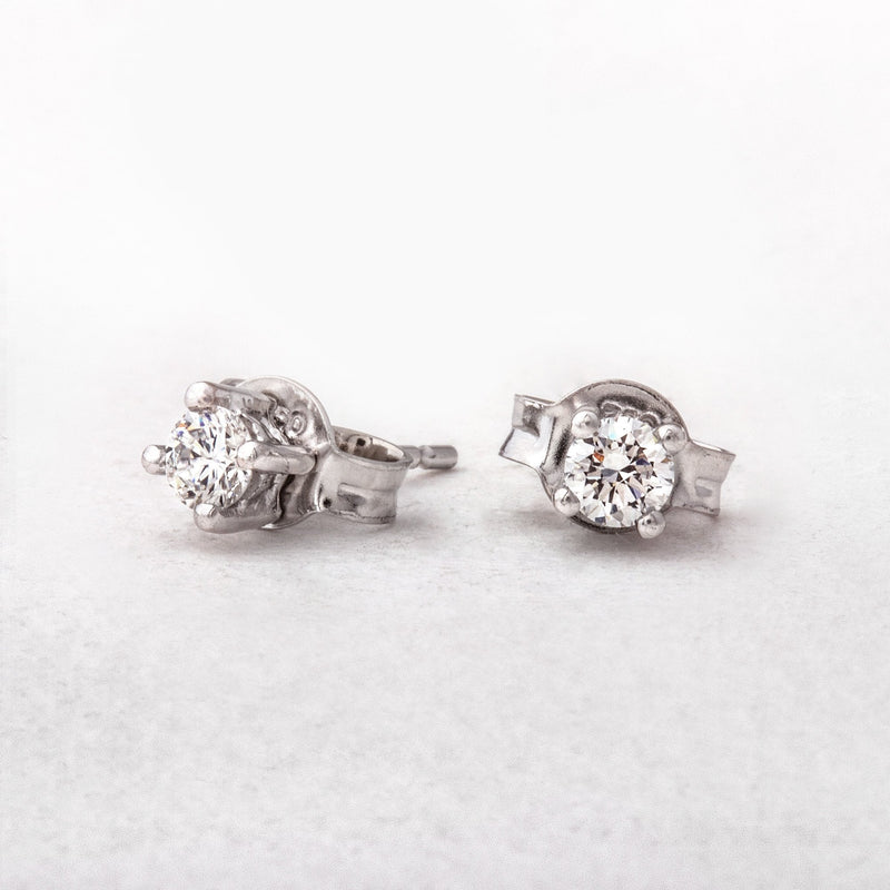 0.30ct Natural Diamond Solitaire Stud Earrings in 18ct White Gold