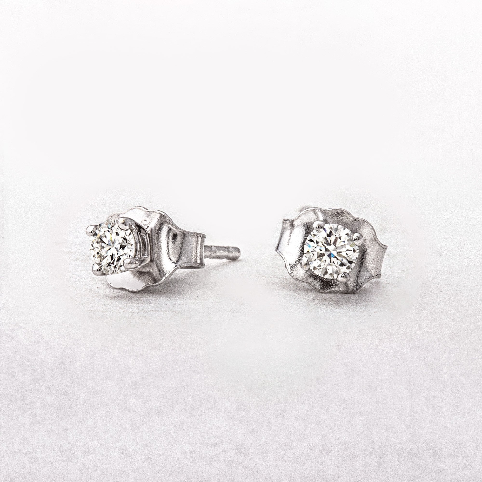 0.30ct Natural Diamond Solitaire Stud Earrings in 18ct White Gold