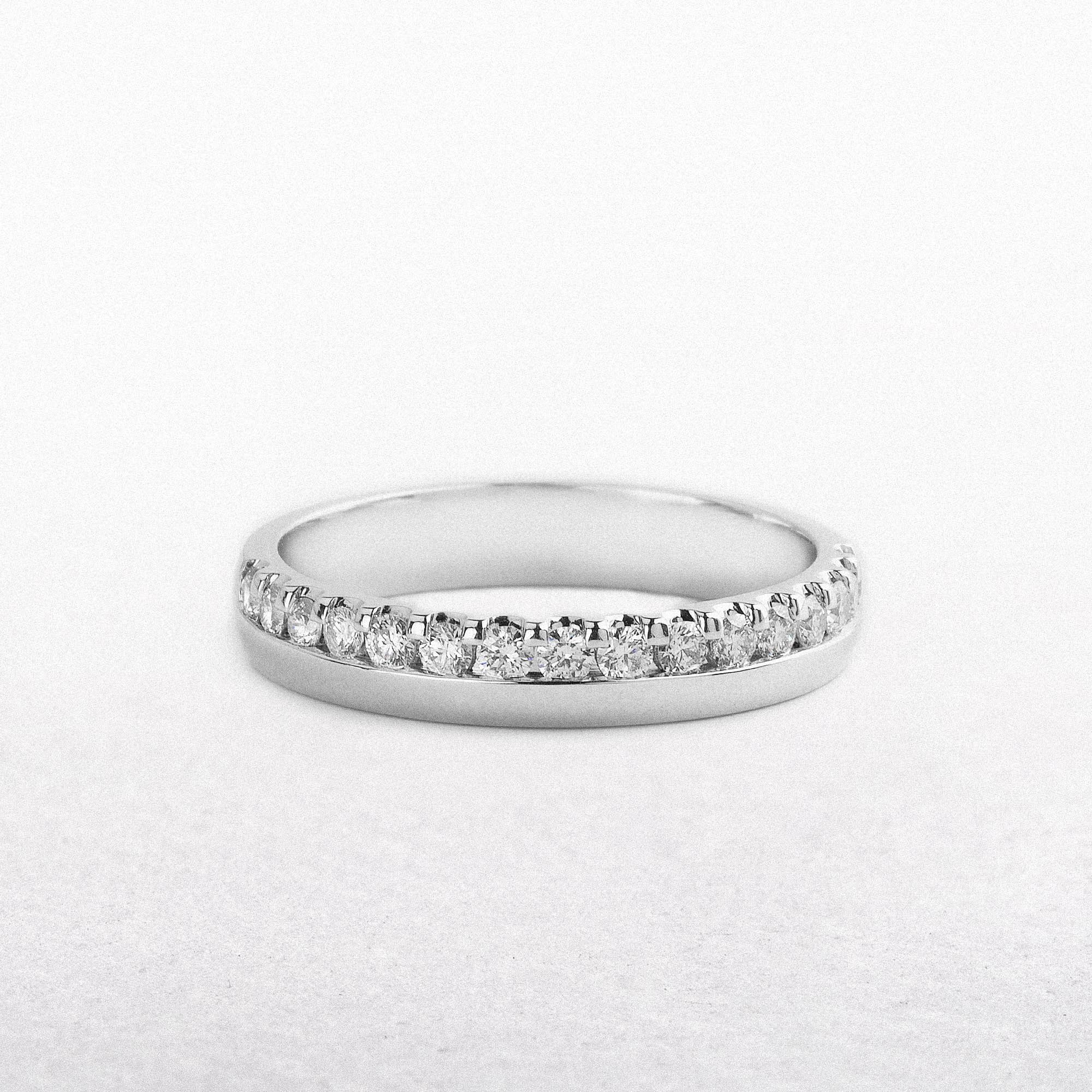 0.30ct Off-Set Natural Diamond Wedding Band In 18ct White Gold