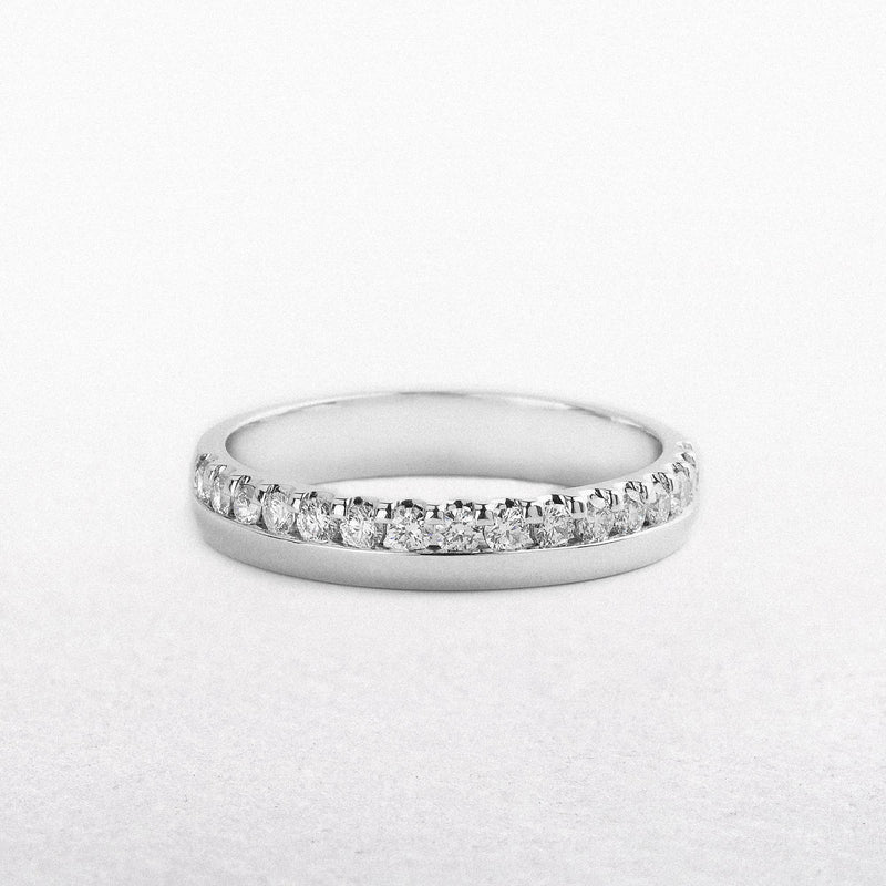 0.30ct Off-Set Natural Diamond Wedding Band In 18ct White Gold