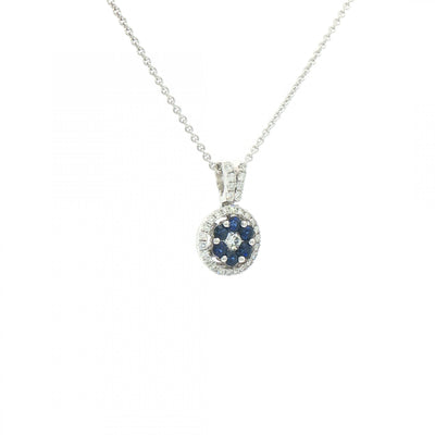 0.30ct Sapphire & 0.27ct Diamond Pendant in 18ct White Gold