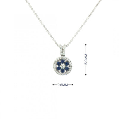 0.30ct Sapphire & 0.27ct Diamond Pendant in 18ct White Gold