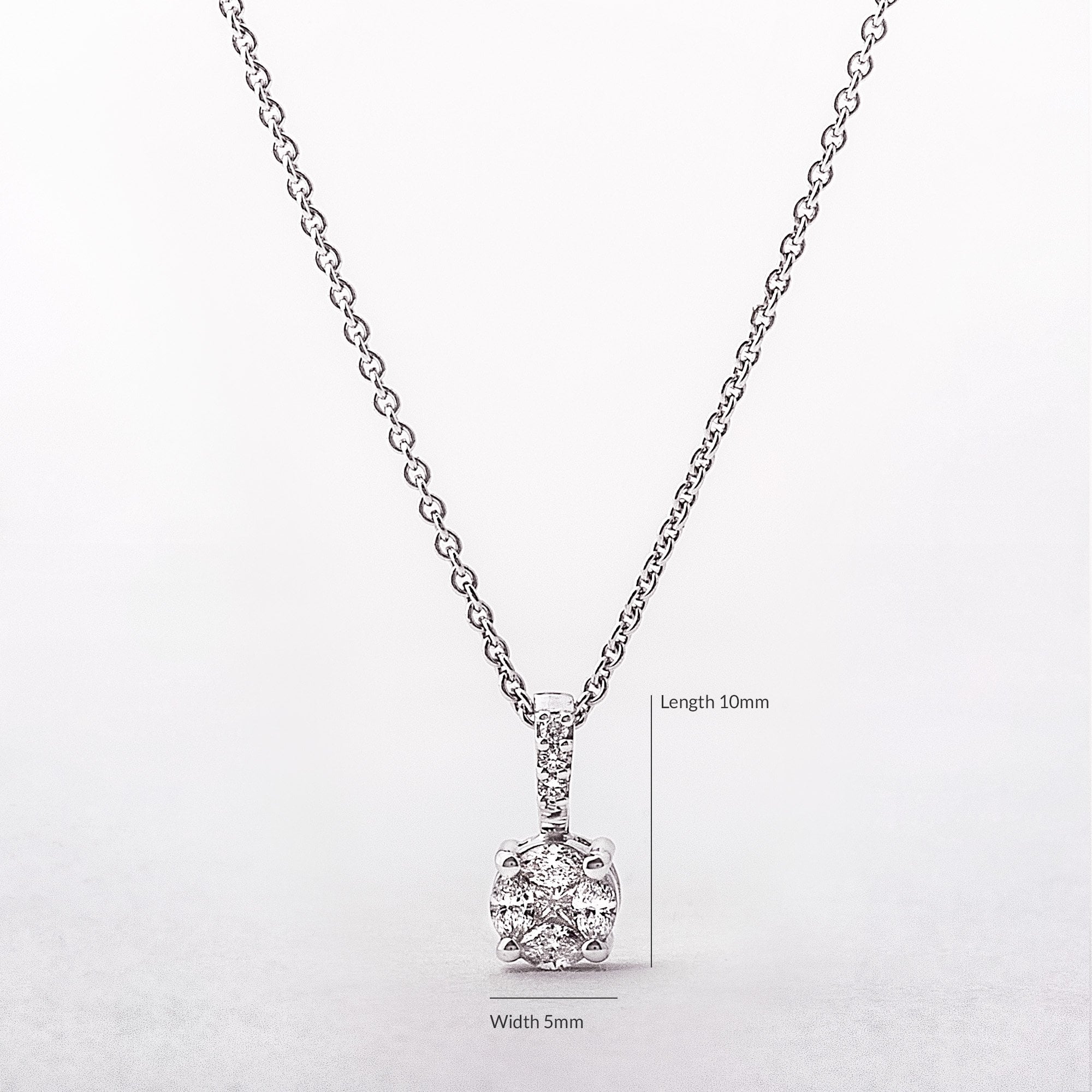 0.32ct Natural Diamond 5.3mm Invisible Set Round Pendant in 18ct White Gold