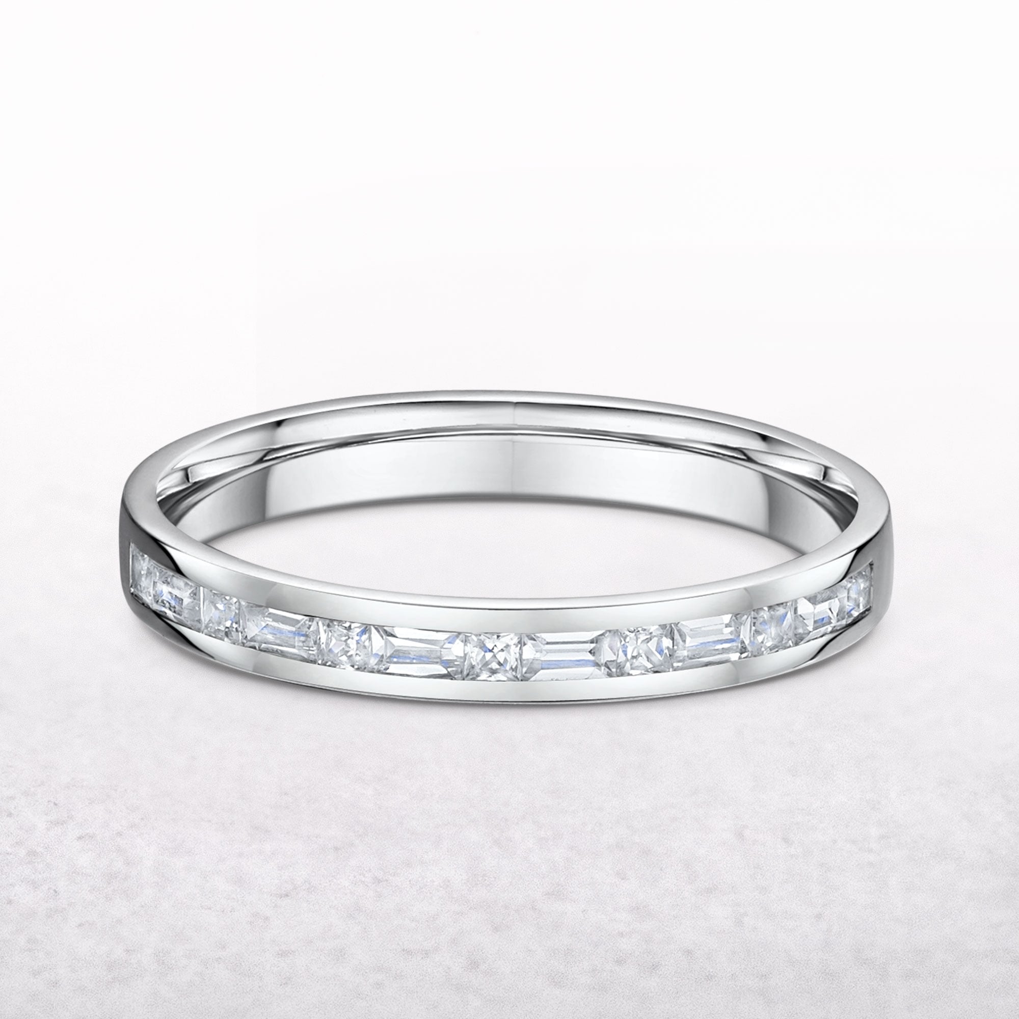 0.37ct Baguette & Princess Cut Natural Diamond Wedding Band In 18ct White Gold