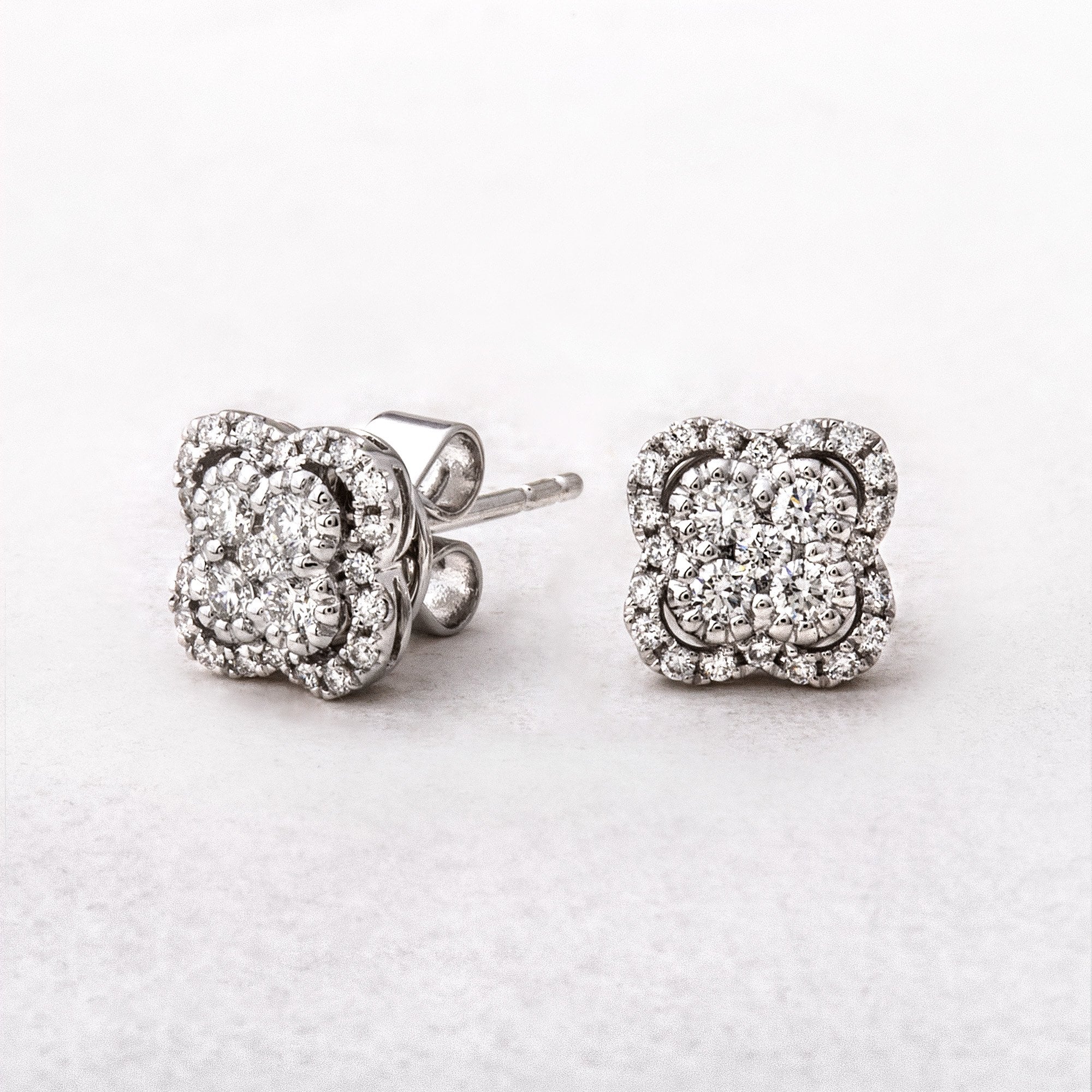 0.37ct Natural Diamond Flower Shape Cluster Stud Earrings in 18ct White Gold
