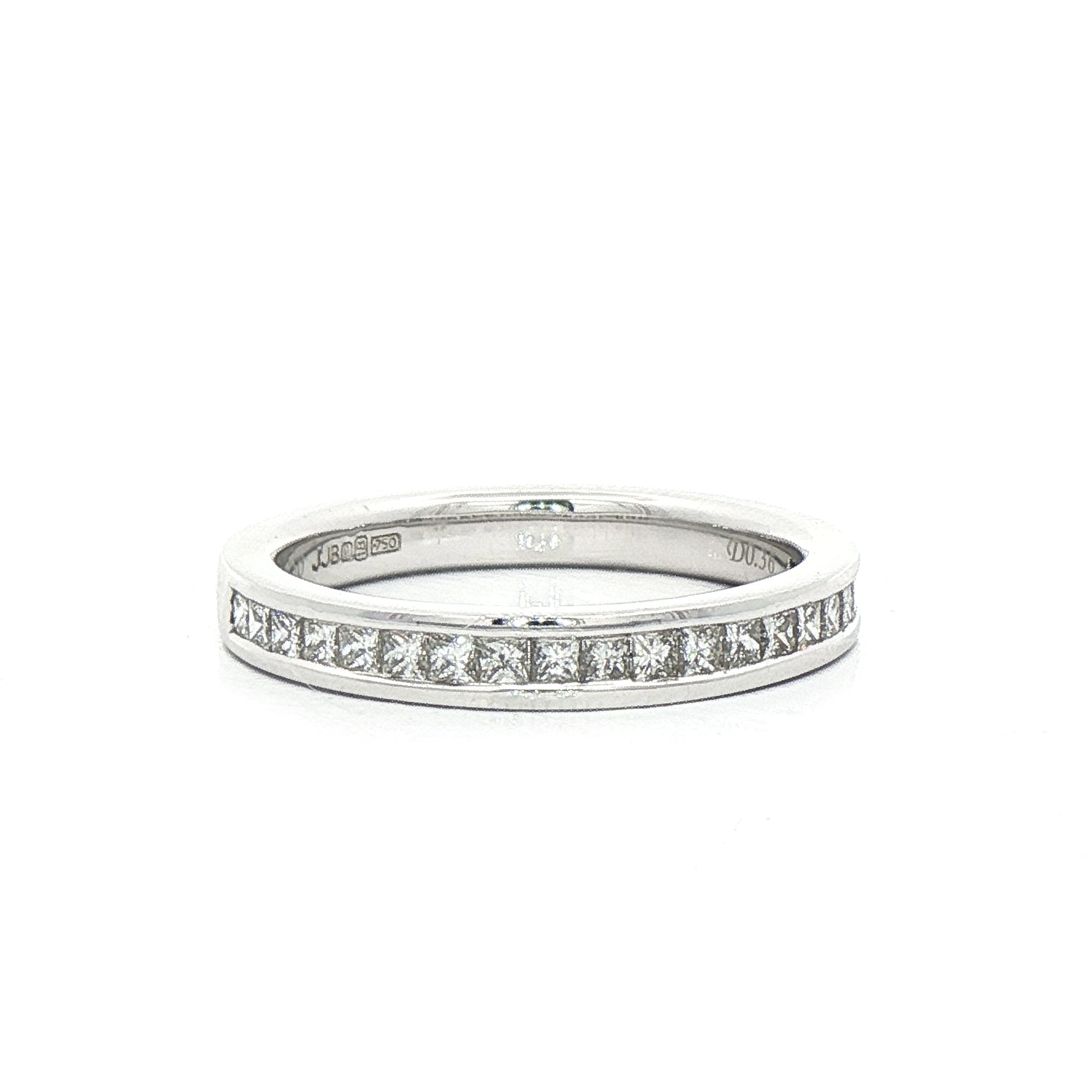 0.38ct Princess-Cut Natural Diamond Set Wedding Band In 18ct White Gold