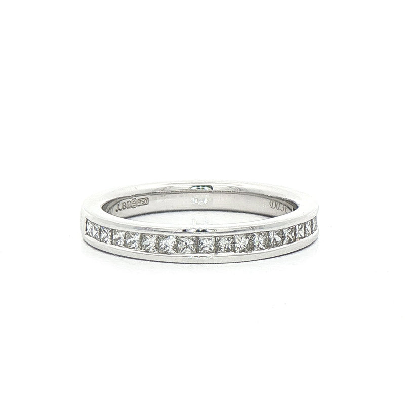0.38ct Princess-Cut Natural Diamond Set Wedding Band In 18ct White Gold