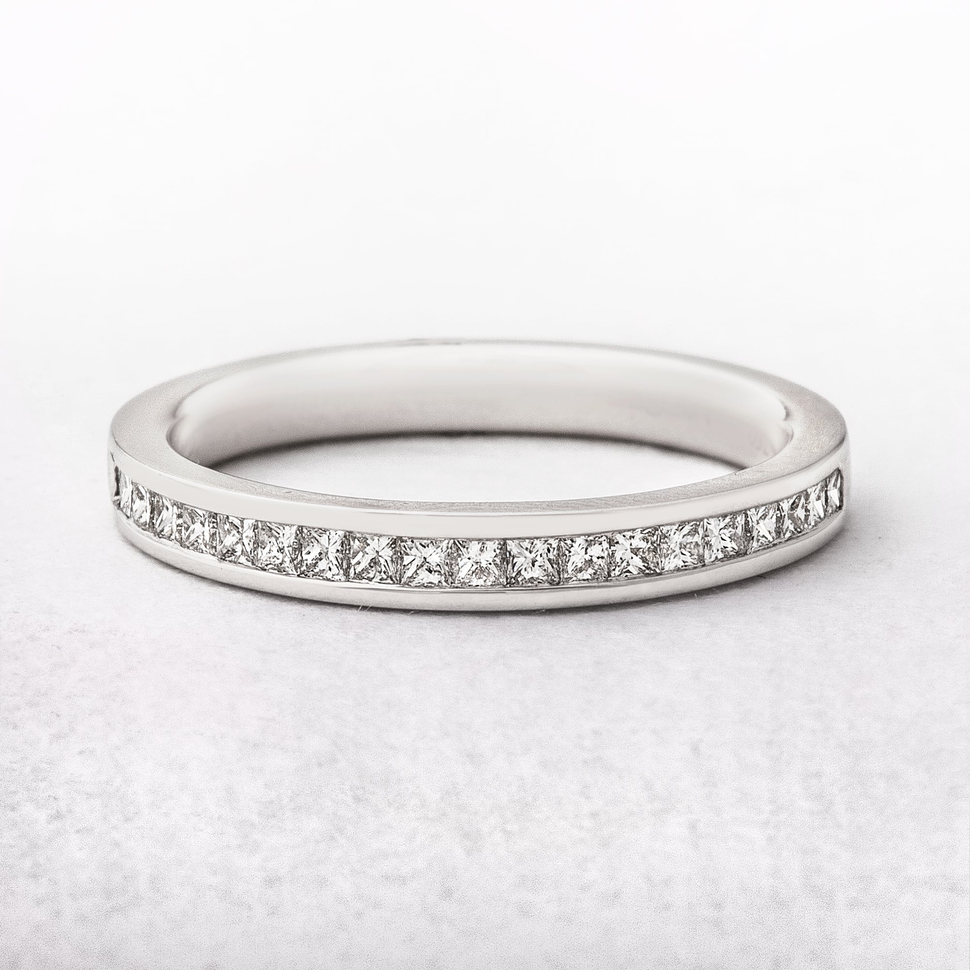 0.38ct Princess Cut Natural Diamond Wedding Band In Platinum