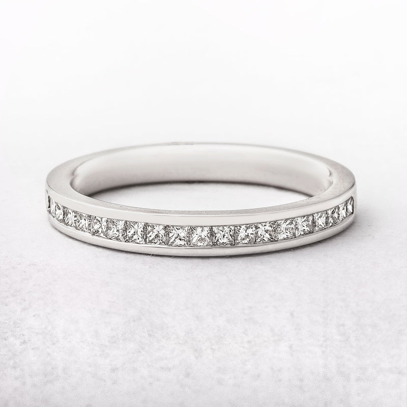 0.38ct Princess Cut Natural Diamond Wedding Band In Platinum
