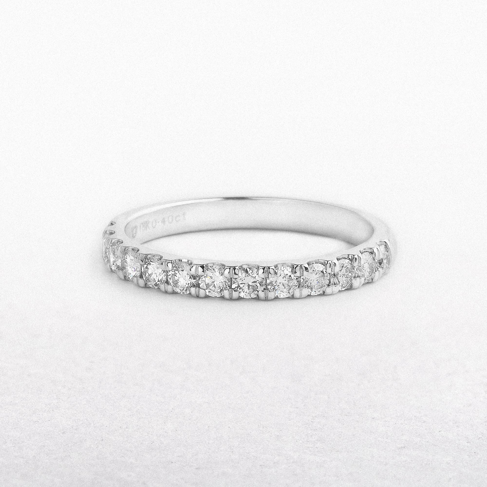 0.40ct Castelle Set Natural Diamond Wedding Band In 18ct White Gold