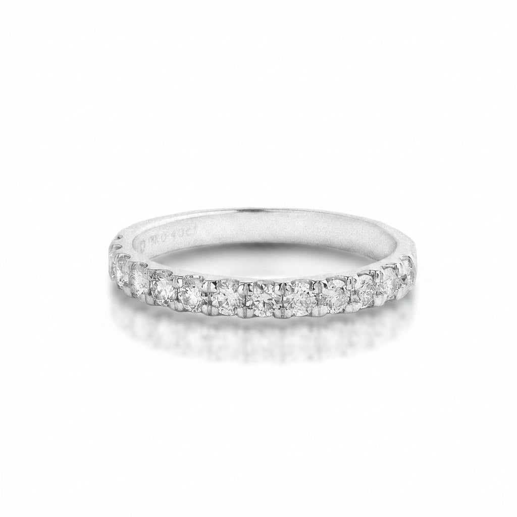 0.40ct Castelle Set Natural Diamond Wedding Band In 18ct White Gold