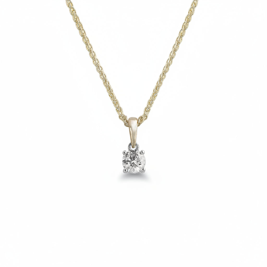 0.40ct F VS1 Four Claw Natural Diamond Solitaire Pendant in 18ct Gold
