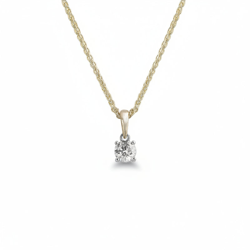 0.40ct F VS1 Four Claw Natural Diamond Solitaire Pendant in 18ct Gold