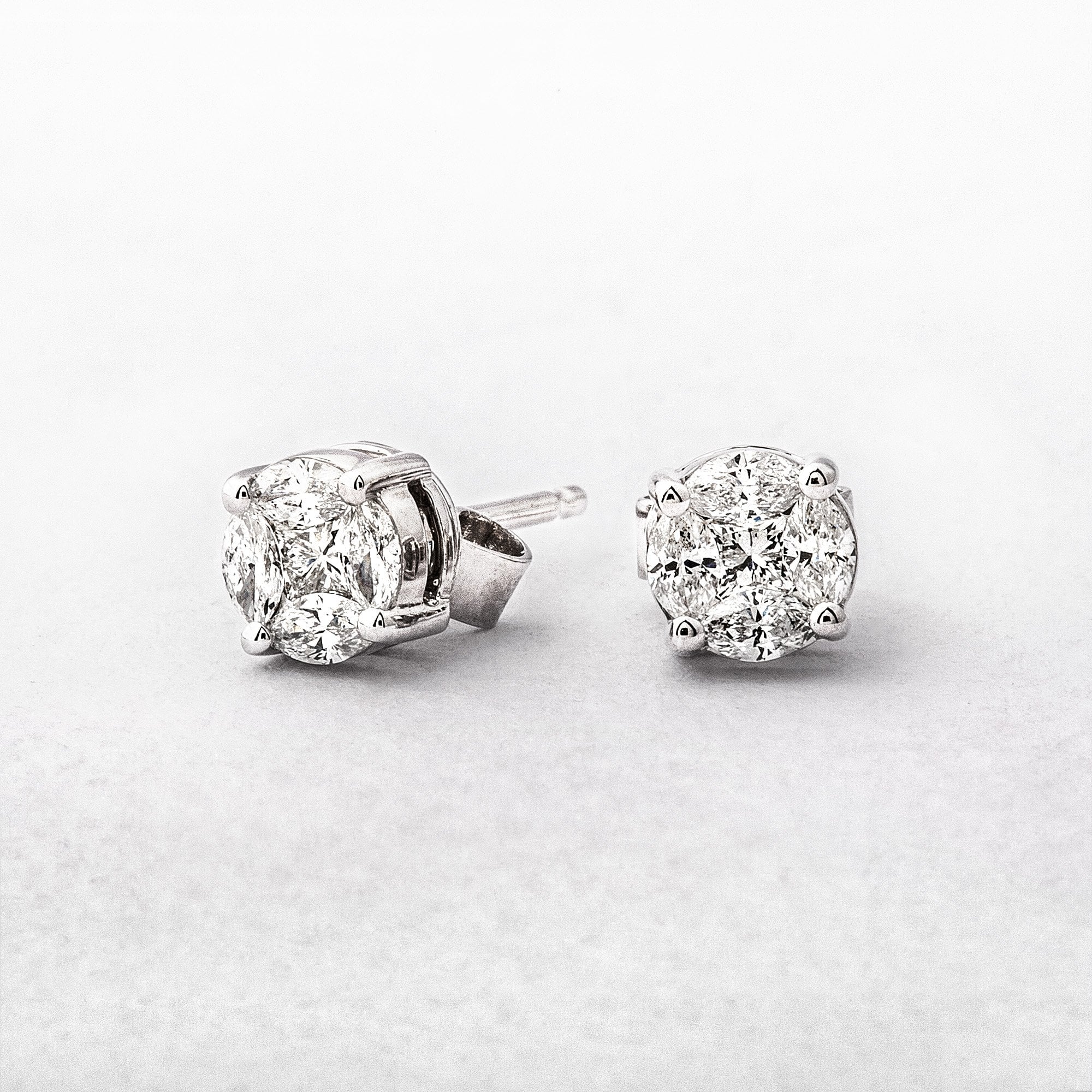 0.40ct Natural Diamond 5mm Round Invisible Set Stud Earrings in 18ct White Gold