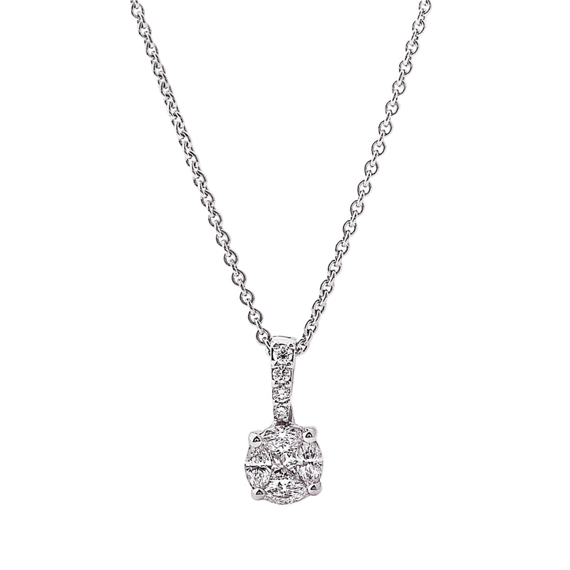 0.40ct Natural Diamond 6.2mm Invisible Set Round Pendant in 18ct White Gold