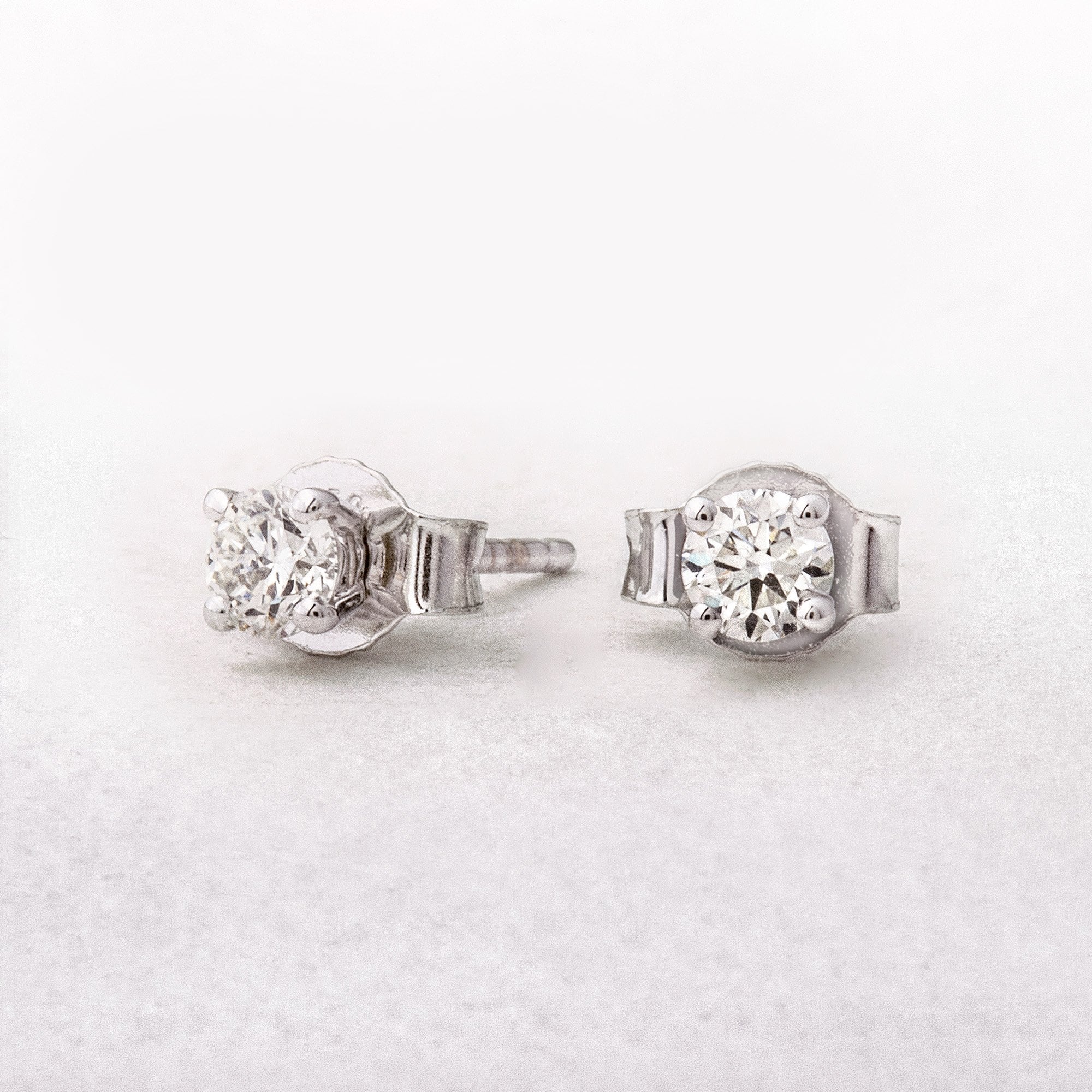 0.40ct Natural Diamond Solitaire Stud Earrings in 18ct White Gold