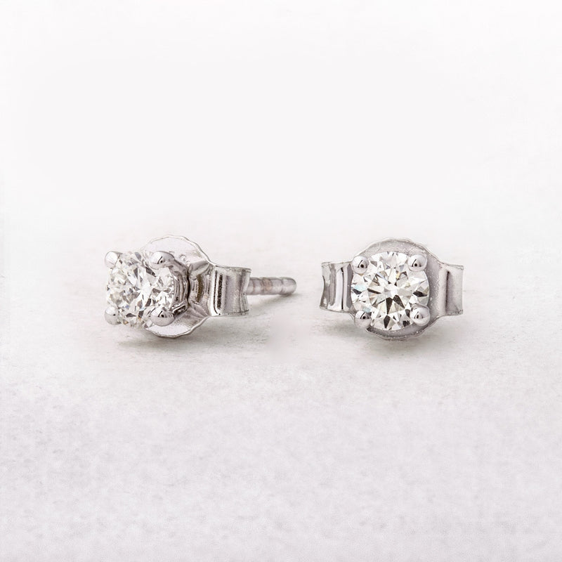 0.40ct Natural Diamond Solitaire Stud Earrings in 18ct White Gold