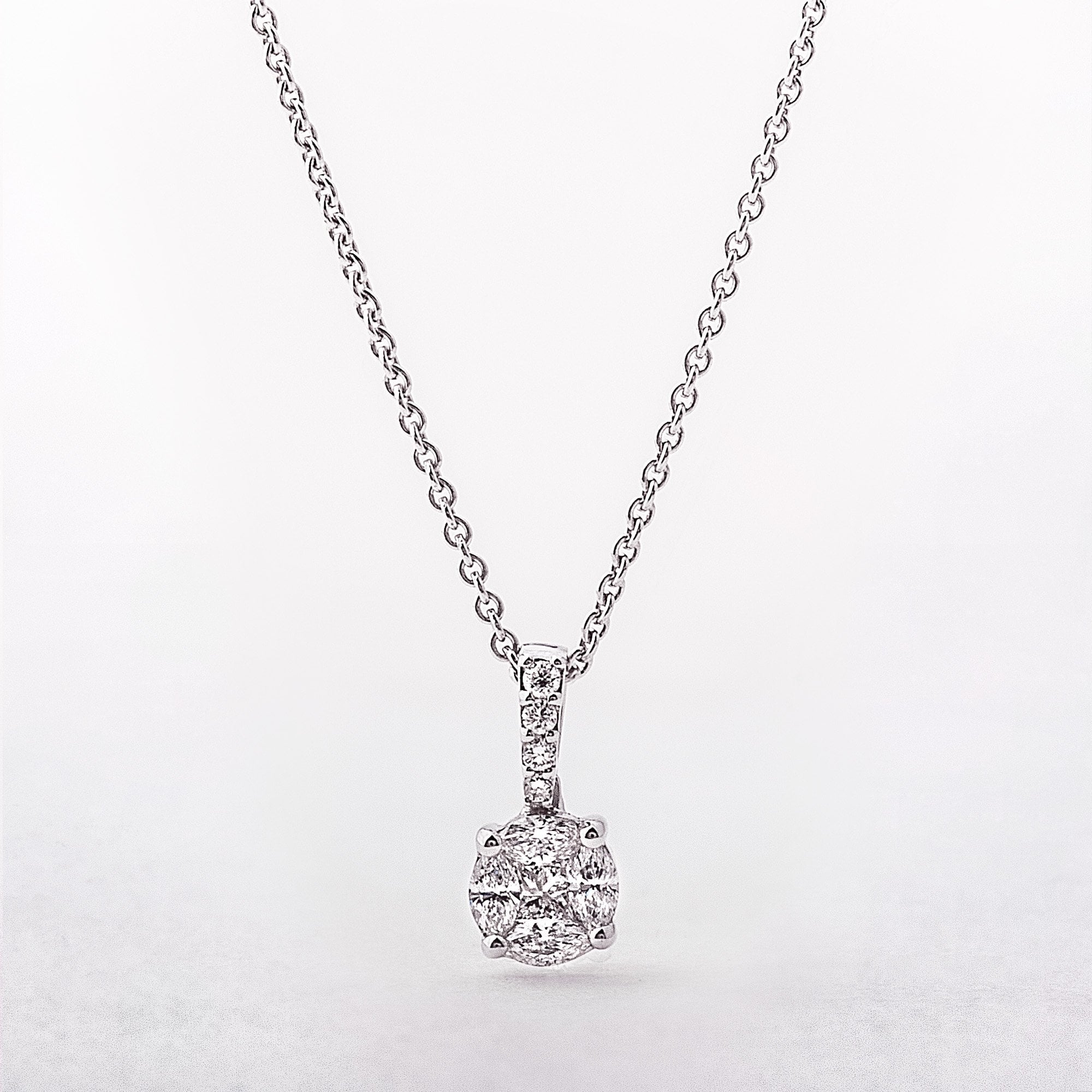 0.40ct Round Invisible Set Natural Diamond Pendant in 18ct White Gold