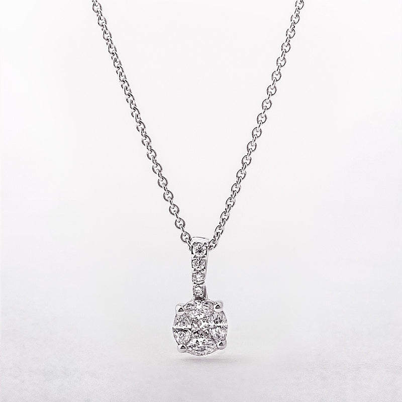 0.40ct Round Invisible Set Natural Diamond Pendant in 18ct White Gold
