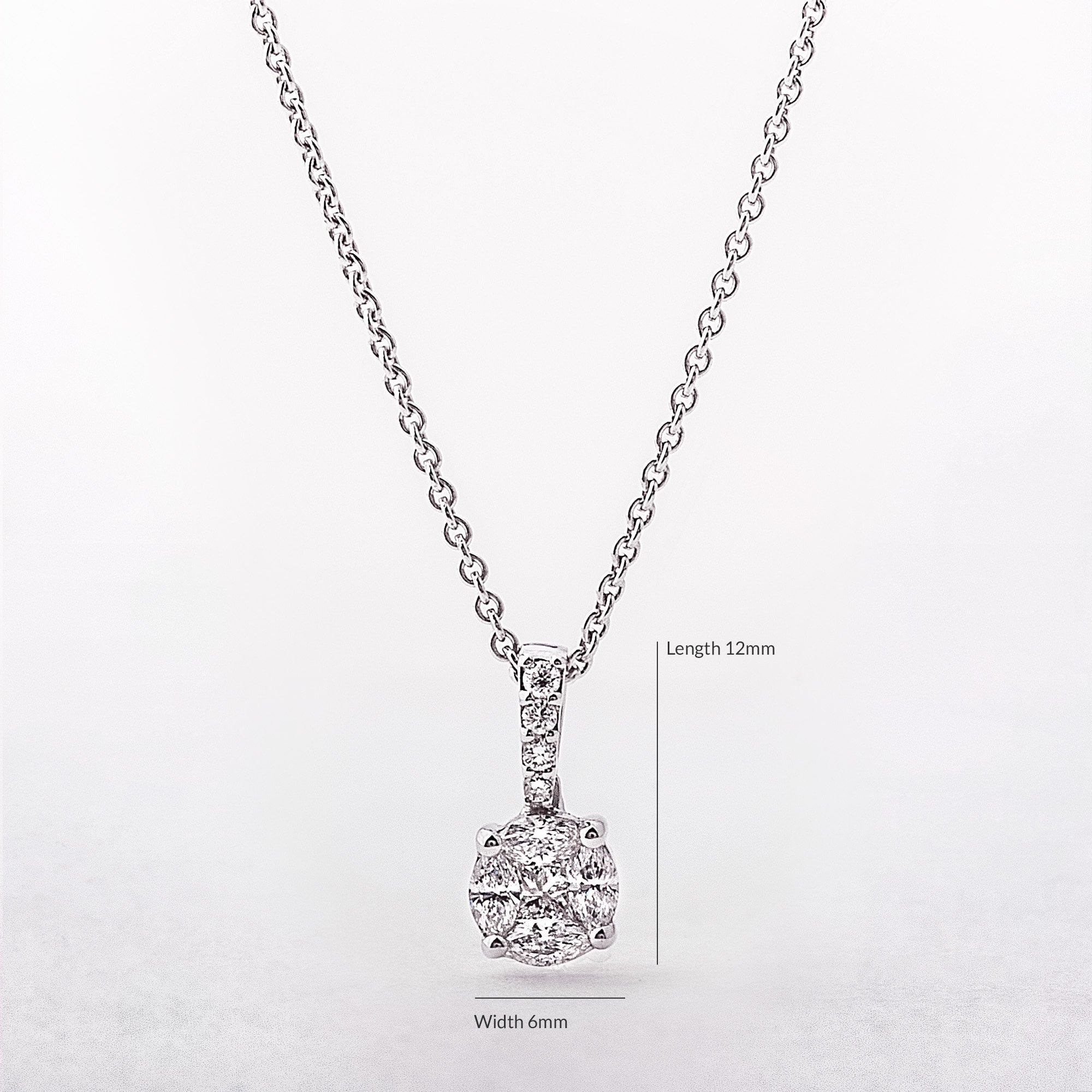 0.40ct Round Invisible Set Natural Diamond Pendant in 18ct White Gold