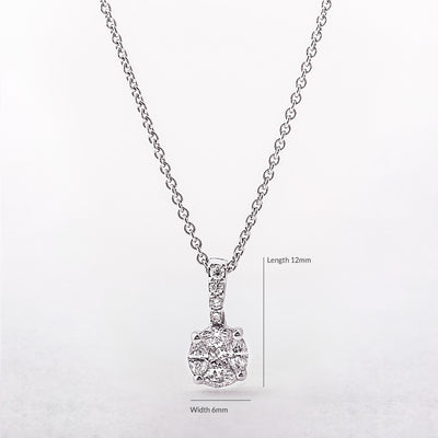 0.40ct Round Invisible Set Natural Diamond Pendant in 18ct White Gold