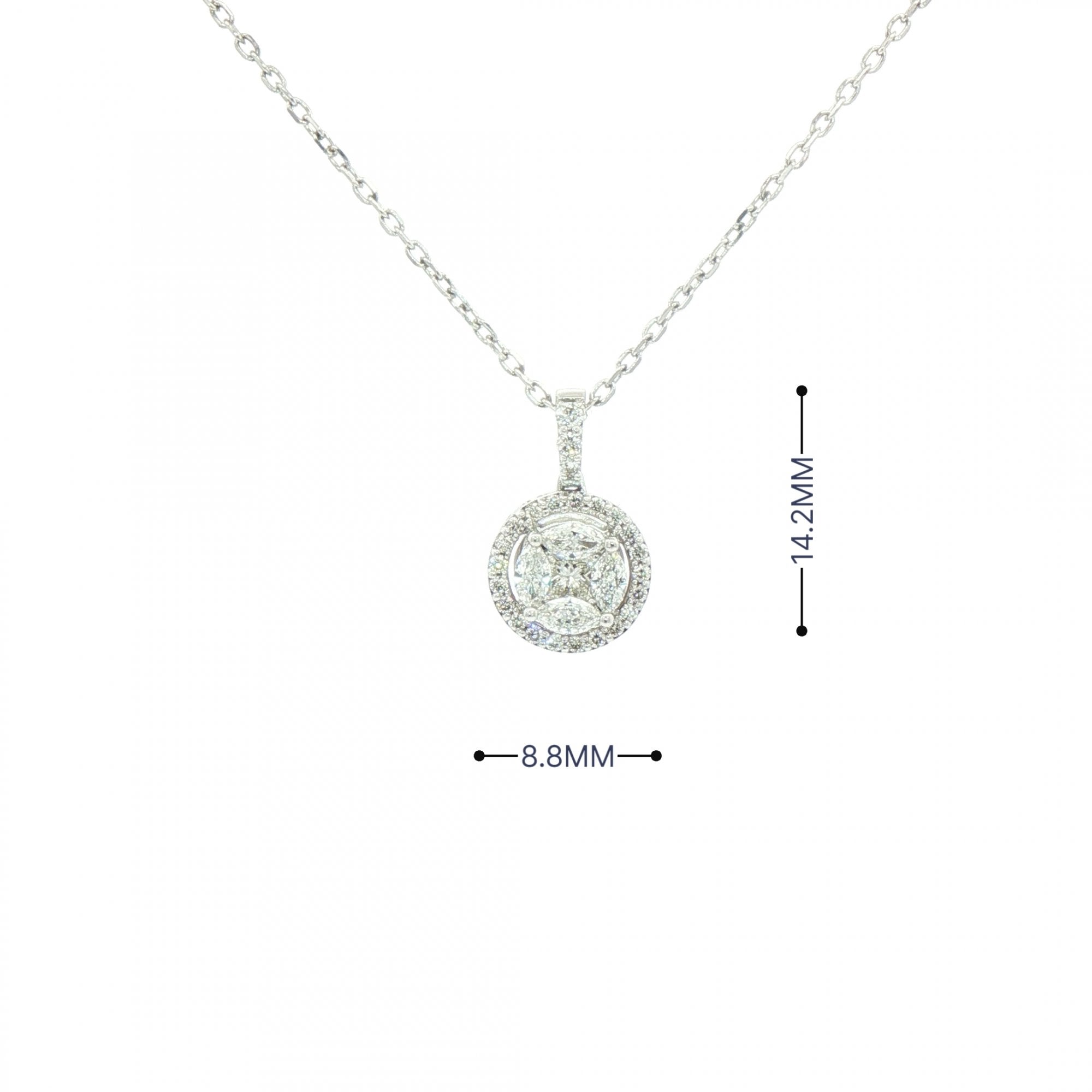 0.42ct F VS Natural Diamond Halo Multistone Pendant in 18ct White Gold