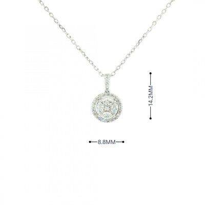 0.42ct F VS Natural Diamond Halo Multistone Pendant in 18ct White Gold