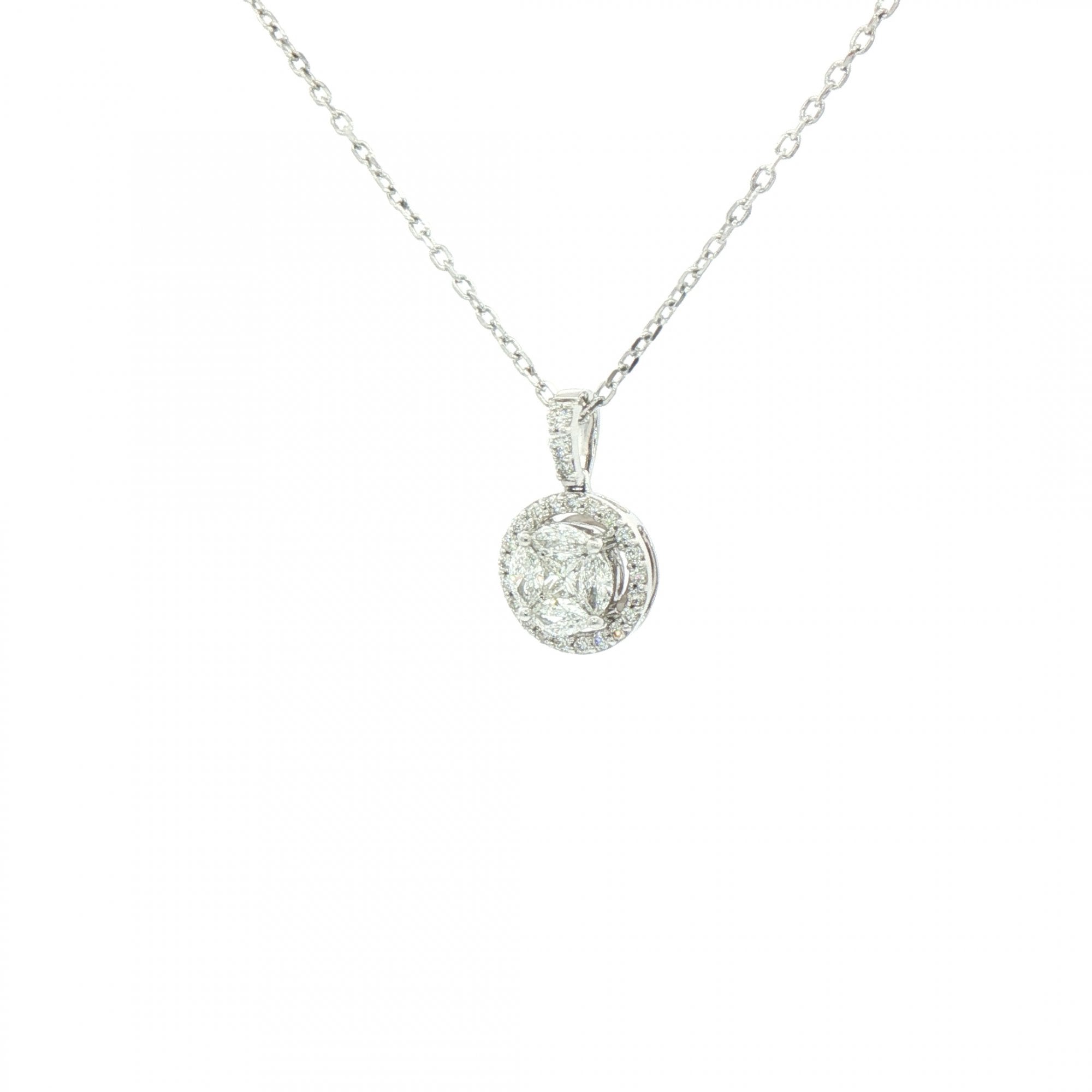 0.42ct F VS Natural Diamond Halo Multistone Pendant in 18ct White Gold