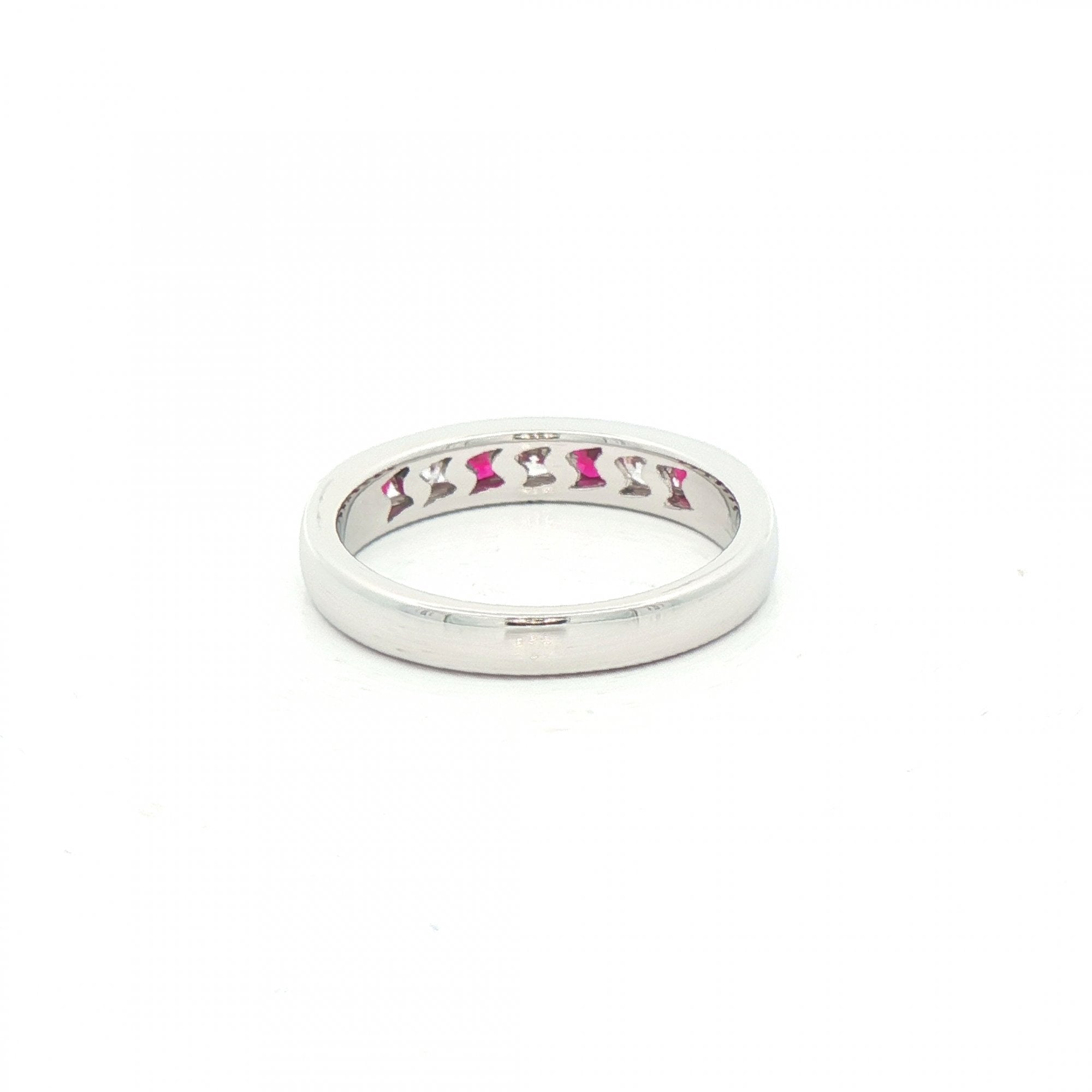 0.42ct Ruby & 0.26ct Natural Diamond Channel Set Eternity Ring in 18ct White Gold