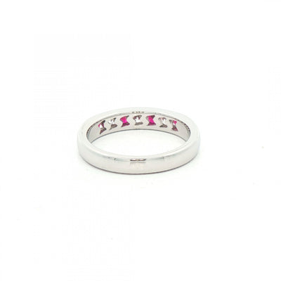 0.42ct Ruby & 0.26ct Natural Diamond Channel Set Eternity Ring in 18ct White Gold