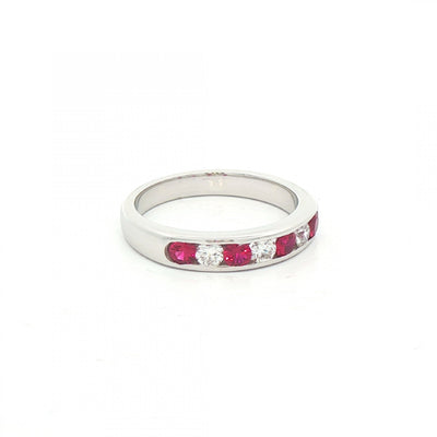 0.42ct Ruby & 0.26ct Natural Diamond Channel Set Eternity Ring in 18ct White Gold