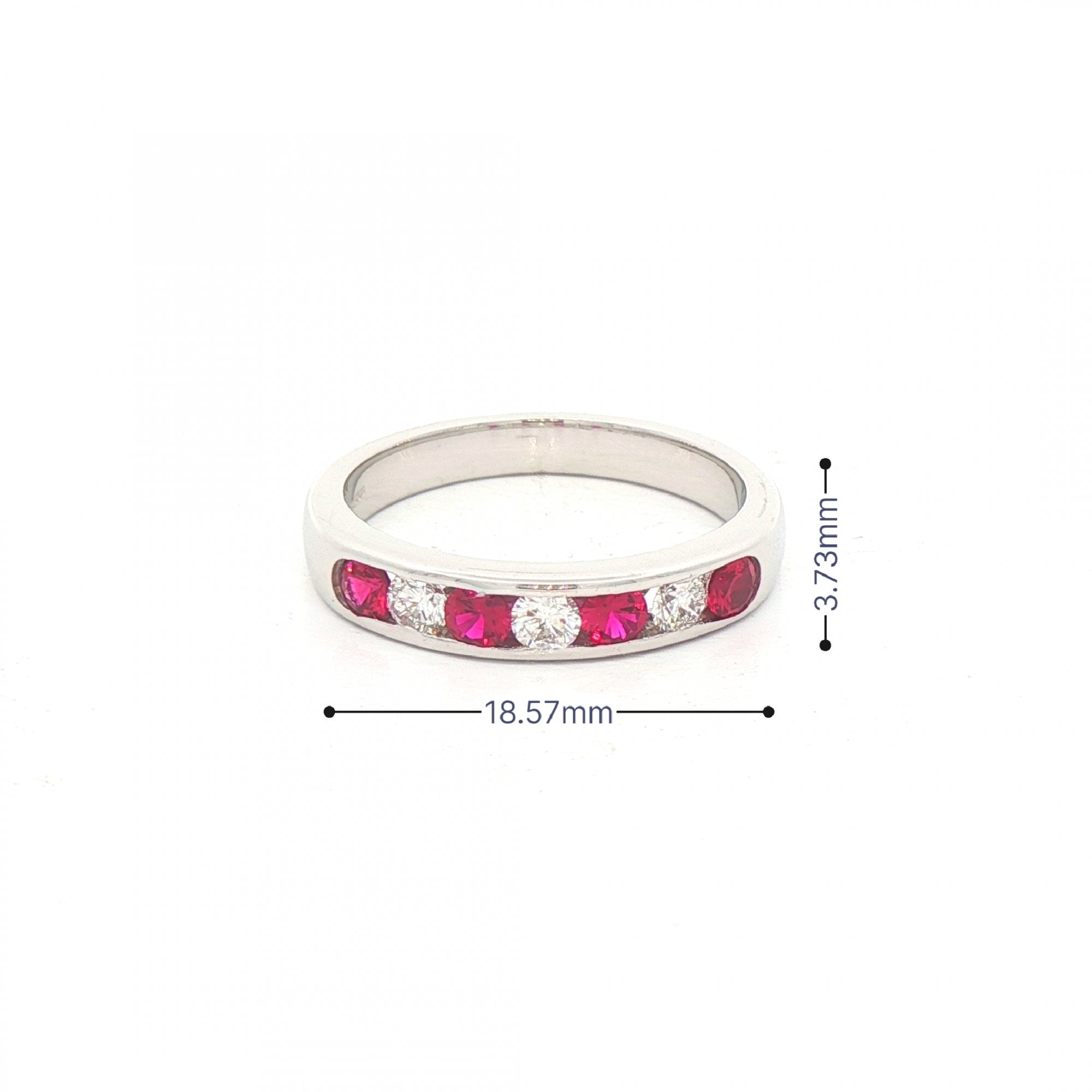 0.42ct Ruby & 0.26ct Natural Diamond Channel Set Eternity Ring in 18ct White Gold