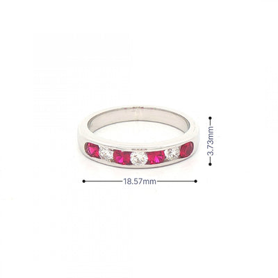 0.42ct Ruby & 0.26ct Natural Diamond Channel Set Eternity Ring in 18ct White Gold
