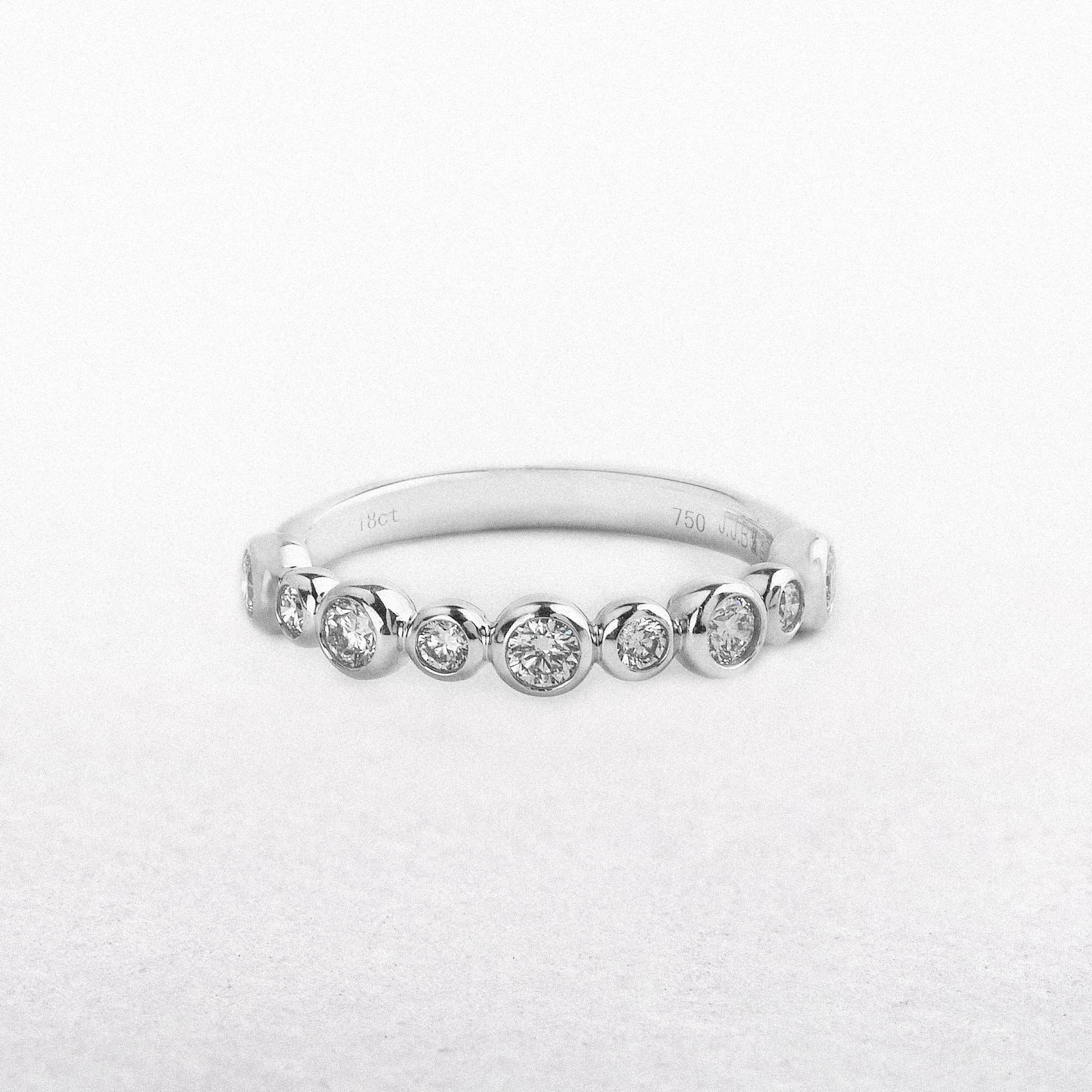 0.43ct 9 Stone Natural Diamond Bubble Style Alternative Wedding Band In 18ct White Gold