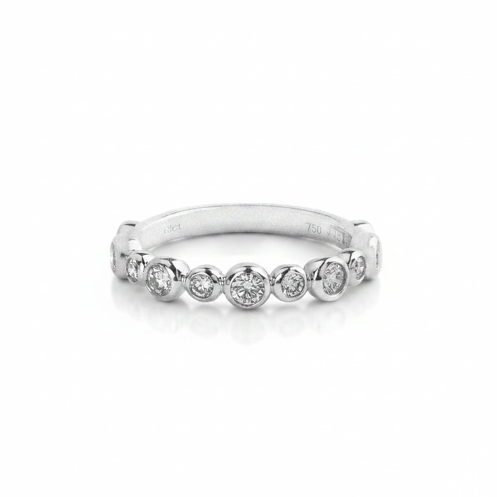 0.43ct 9 Stone Natural Diamond Bubble Style Alternative Wedding Band In 18ct White Gold
