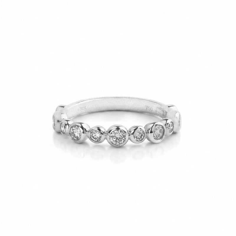0.43ct 9 Stone Natural Diamond Bubble Style Alternative Wedding Band In 18ct White Gold