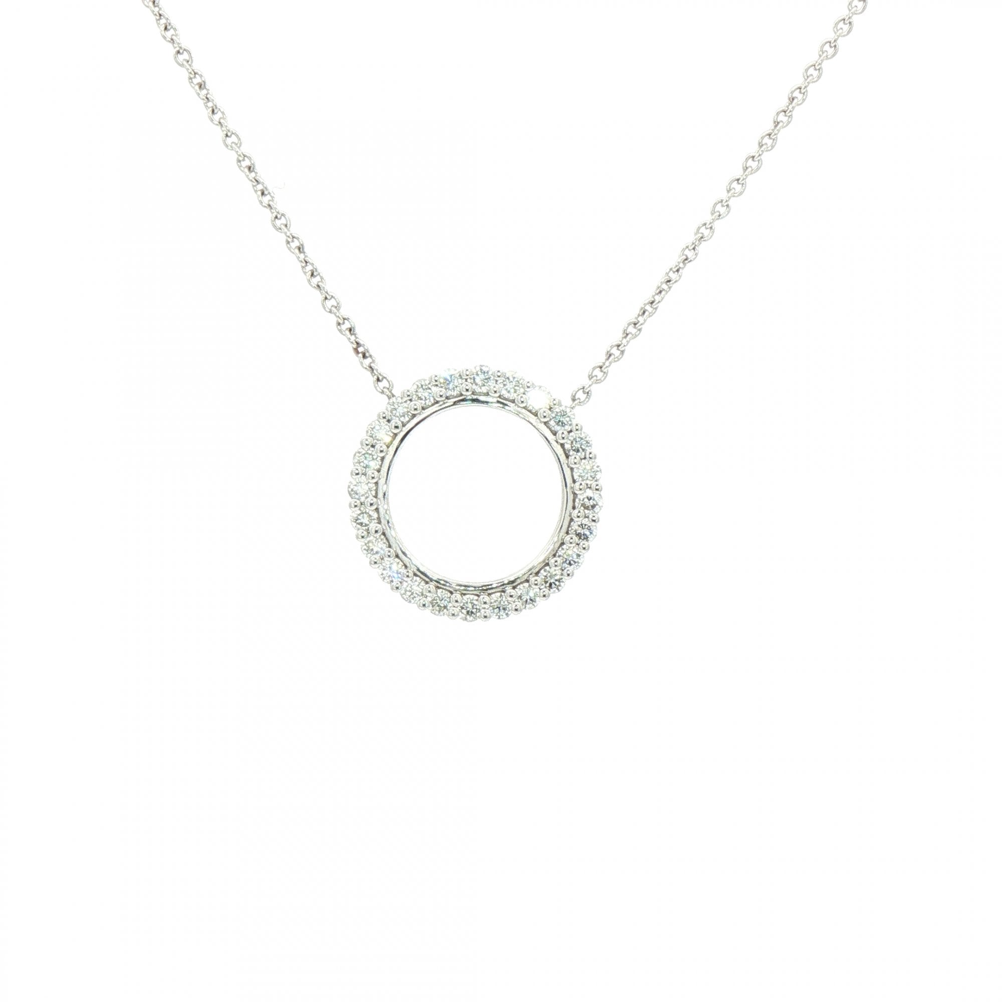 0.43ct Natural Diamond Circle Pendant in 14ct White Gold