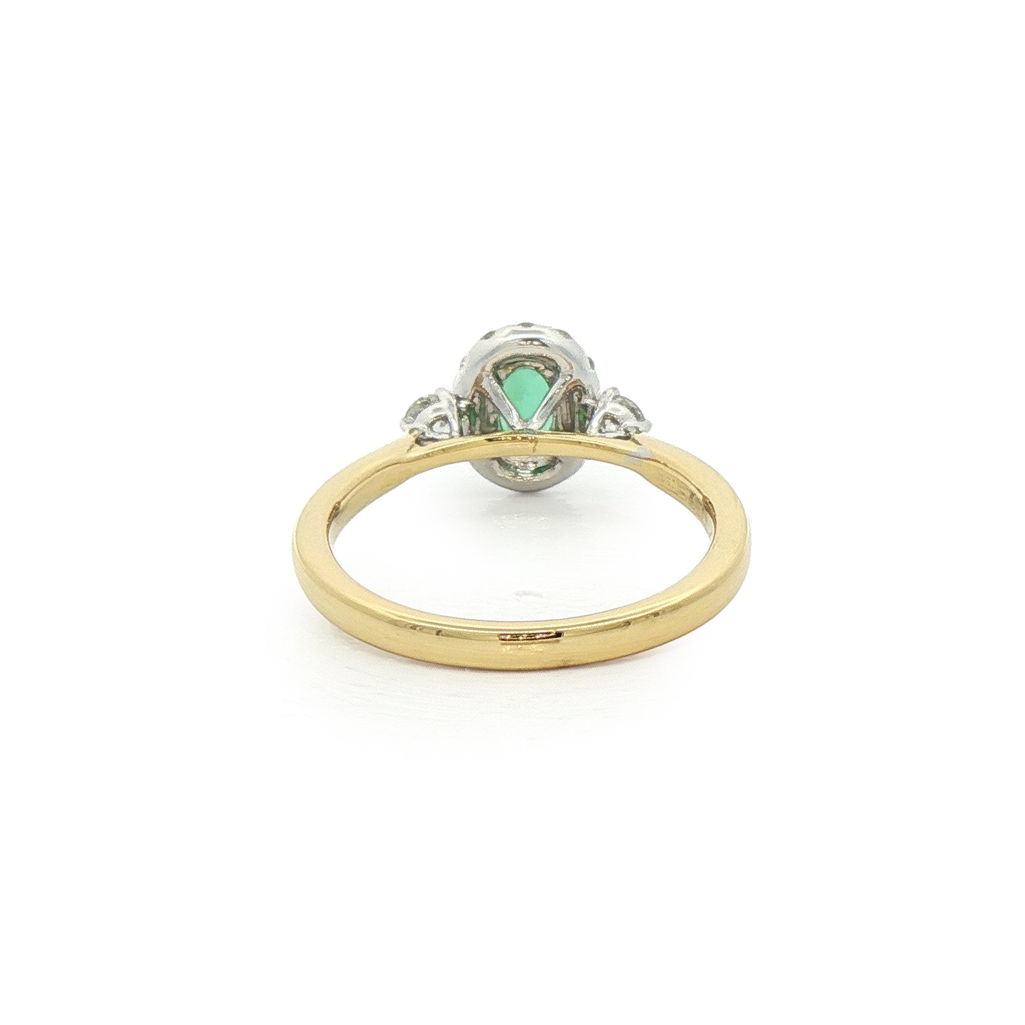 0.43ct Oval Green Tourmaline &0.26ct Natural Diamond Halo in 18ct Yellow Gold