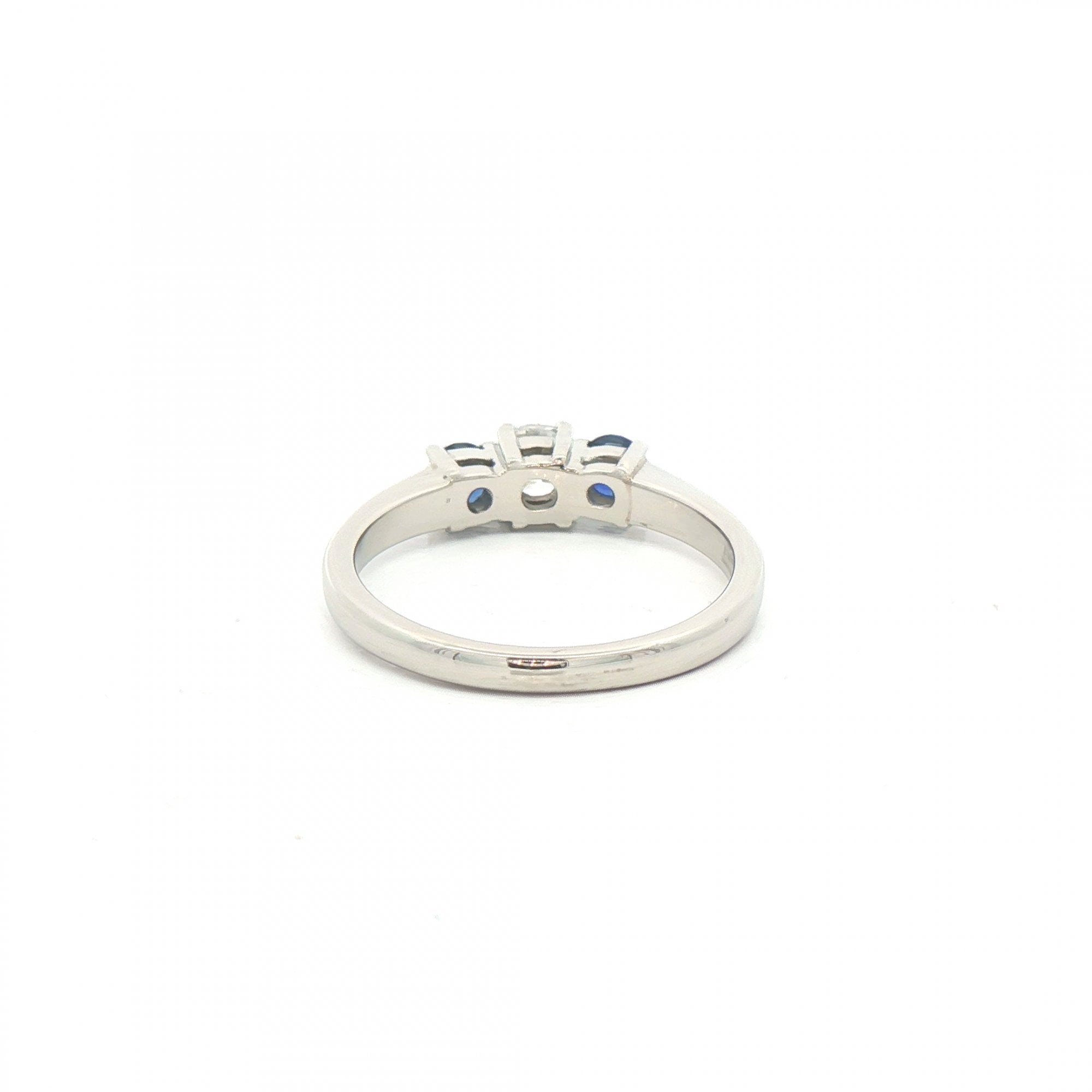 0.44ct Sapphire & 0.35ct Natural Diamond Three Stone Ring in Platinum