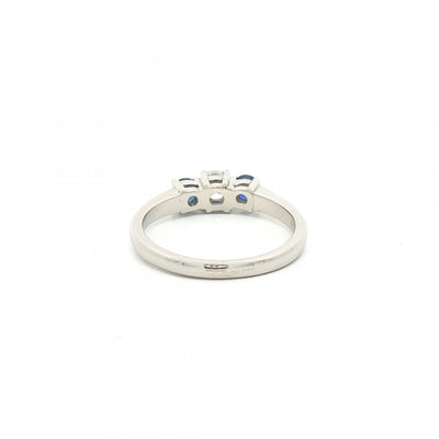 0.44ct Sapphire & 0.35ct Natural Diamond Three Stone Ring in Platinum