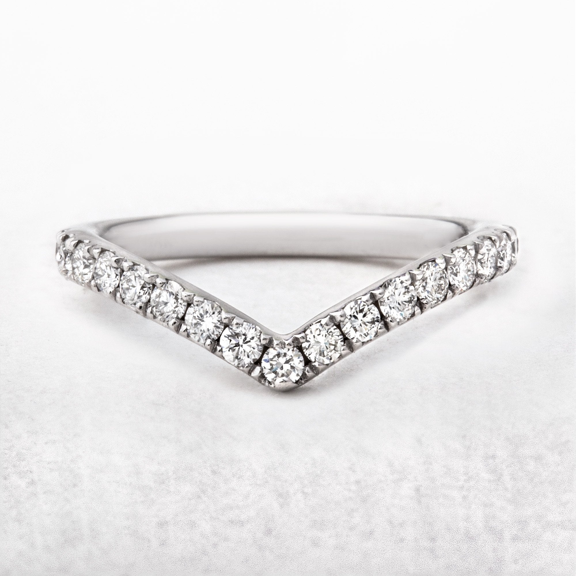 0.45ct Ladies Natural Diamond Set Wishbone Wedding Band In 18ct White Gold
