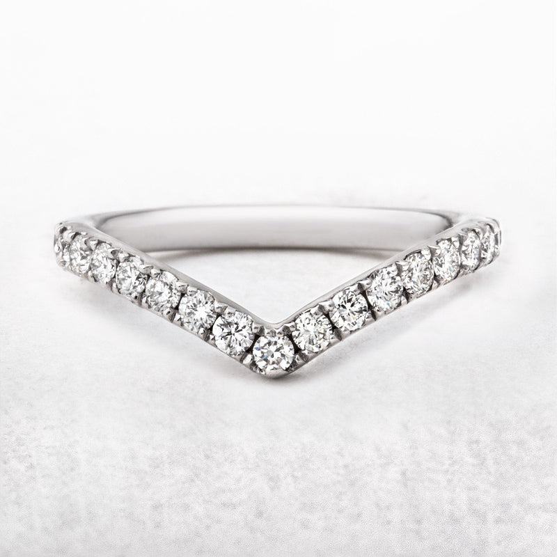 0.45ct Ladies Natural Diamond Set Wishbone Wedding Band In 18ct White Gold