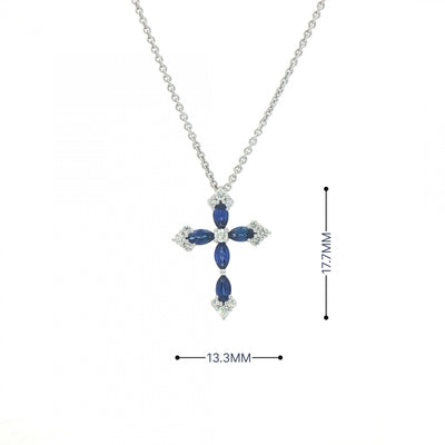 0.47ct Sapphire and 0.16ct Diamond Cross Pendant in 18ct White Gold