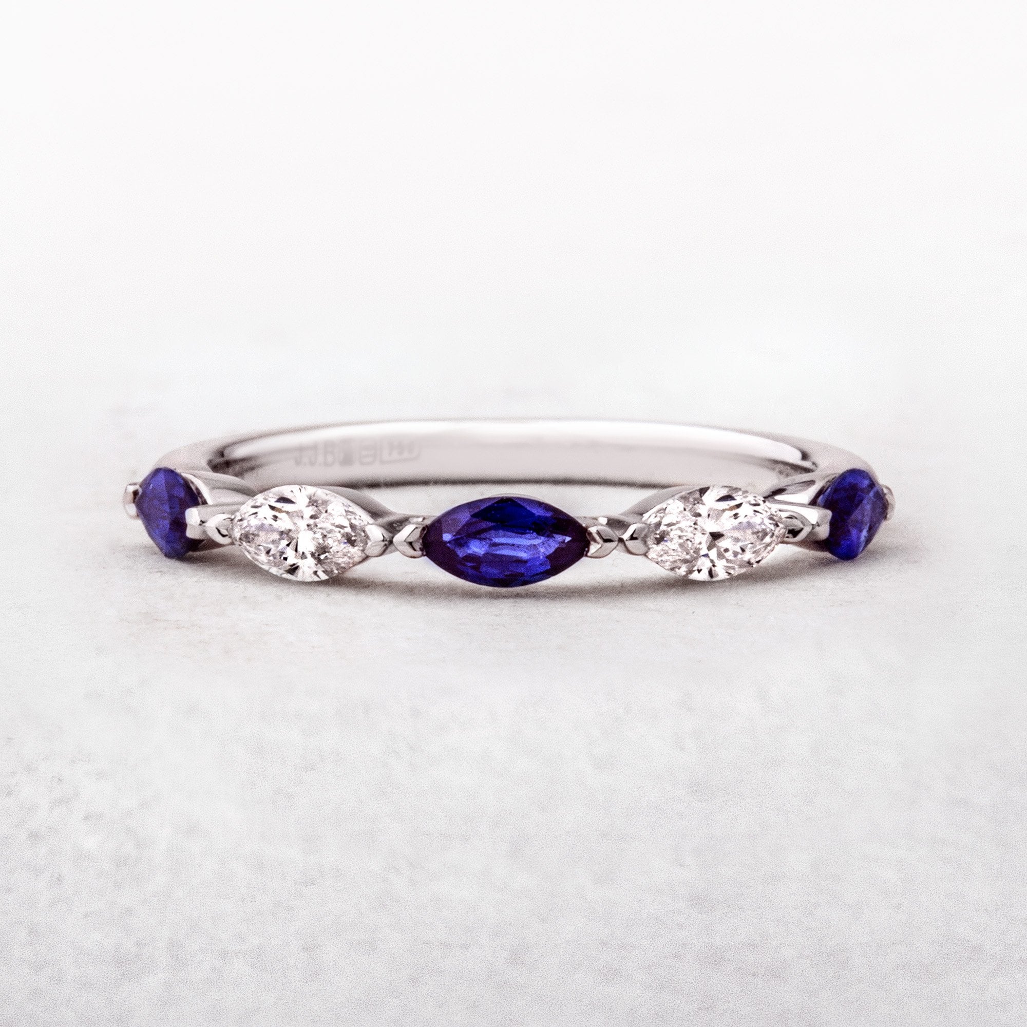 0.48ct Marquise Sapphire & Natural Marquise Diamond 0.26ct Dress Ring in 18ct White Gold