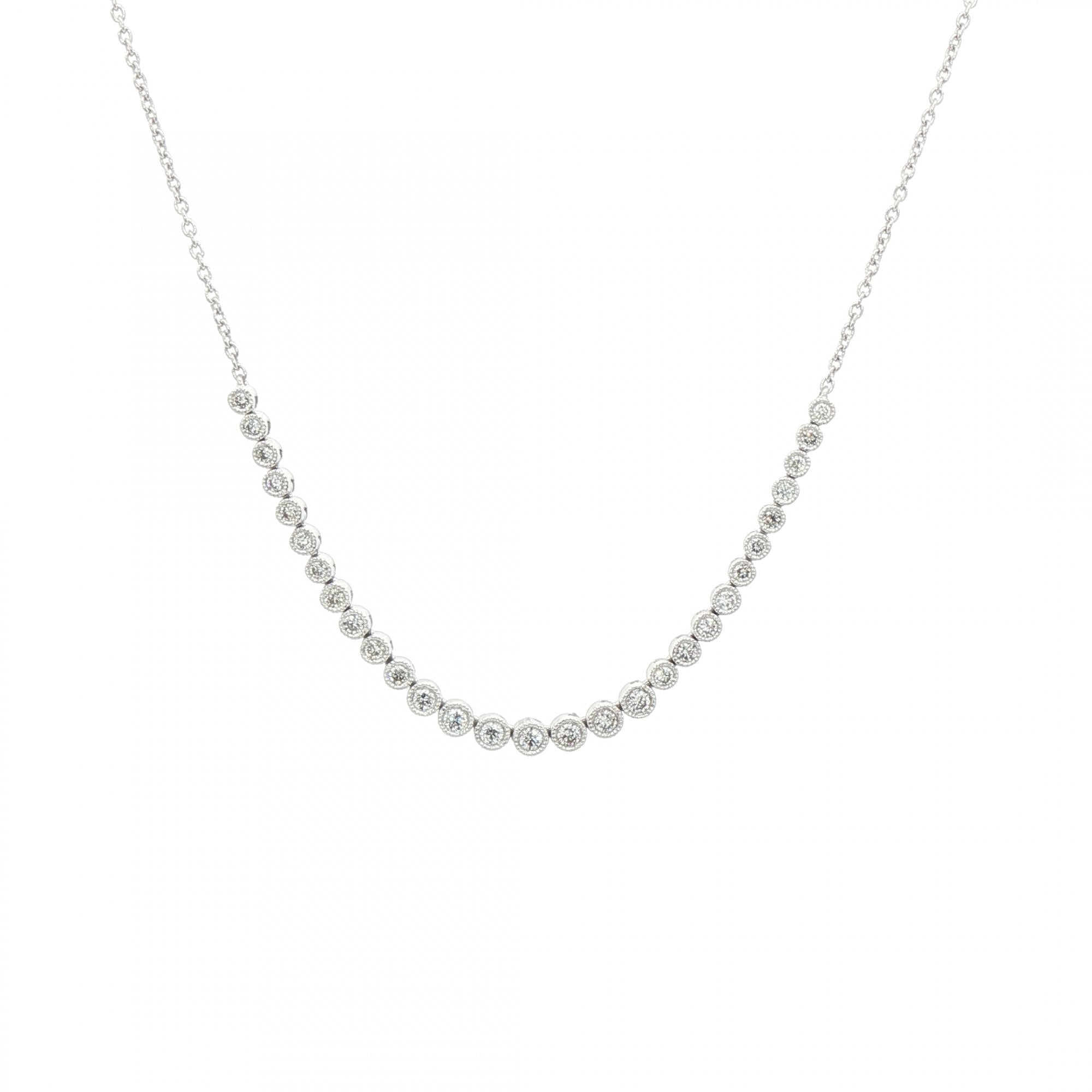 0.48ct Natural Diamond Mill Grain Setting Necklet in 18ct White Gold
