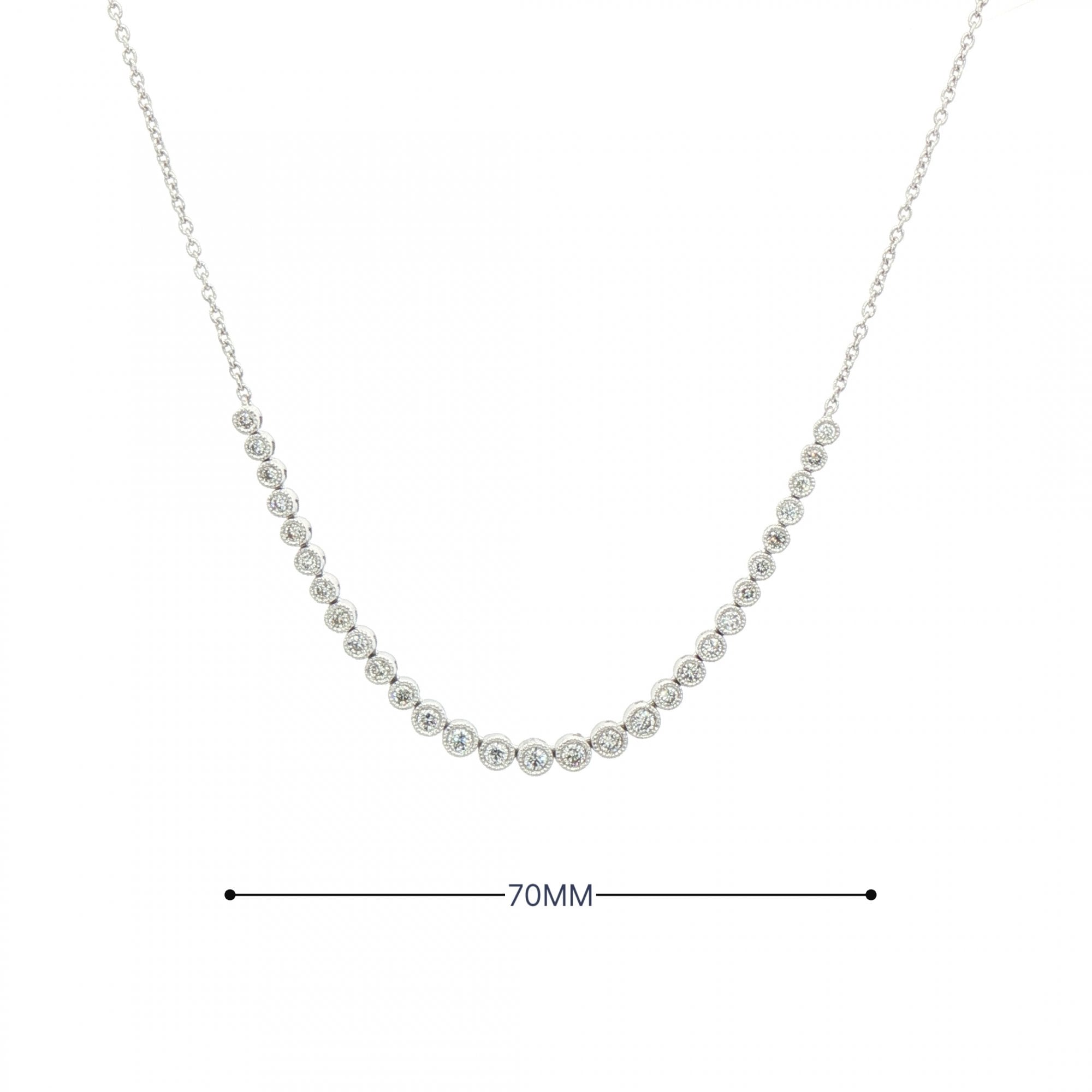 0.48ct Natural Diamond Mill Grain Setting Necklet in 18ct White Gold